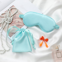 Satin Soie Masque Pour Les Yeux Bouchon D'oreille Ensemble Sangle Élastique Masque De Sommeil Anti-Lumière Réglable Coton Tissé Tricot Tissu Sac Voyage Soins Des Cheveux