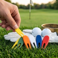 Outil de réparation de divots de golf en plastique en gros, fourche légère et durable pour la réparation des greens avec logo personnalisé, cadeau de golf en gros