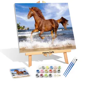 Histone pintura à óleo com números, pinturas animais para sala de estar, pintura acrílica por número com imagem cavalo