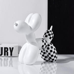 Cross-border creative <b>new</b> black and white plaid <b>balloon</b> dog ornament <b>home</b> soft decoration entrance jewelry resin handicraft - Product Image 3
