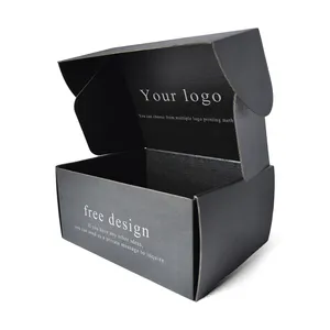 Custom Printing Brand Logo Luxury Black Corrugated Carton Box Clothing T-shirt Mailing Carton Packaging Shipping Box
