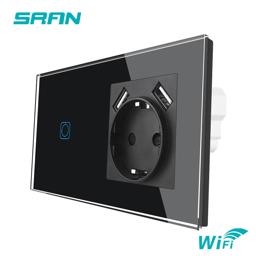 1 Gang Wifi + Socket With Usb Black