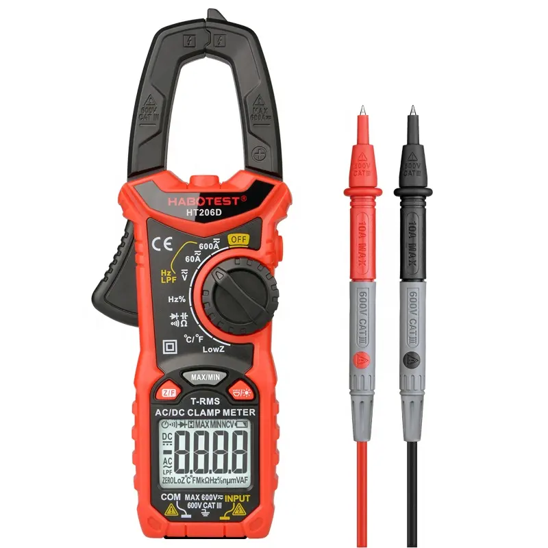 Habotest HT206D AC DC 600V 600A Ohm Hz Temperature Digital Clamp Meter multimeter Capacitance Pliers Ammeter with CE ROHS