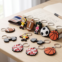 Porte-clés sportifs en caoutchouc PVC 2D personnalisés en gros, pendentifs de ballons de sport, cadeaux promotionnels d'entreprise OEM