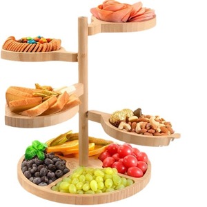 Wooden Multi Layer <b>Tray</b> Shelf Irregular Shape Tabletop Serving Platter For Dessert Sushi Cake Party <b>Snack</b> Display - Product Image 5