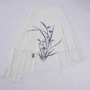 Women's New Chinese Style Ink Orchid Print <b>Skirt</b> White Asymmetrical Hem Sheer Midi <b>Skirt</b> with <b>Elastic</b> Waist Elegant 2026 Fashion - Product Image 6