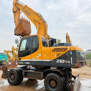 Excavatrice sur pneus Hyundai 210W d'occasion de Corée, Robex 210, 21 tonnes, Excavadora R210W-9 210W-7 avec pompe d'origine, prix compétitif - Product Image 1