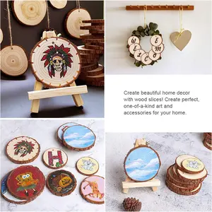 Cadeia de madeira de 4 polegadas com fendas de madeira natural para artesanato DIY, círculos pré-perfurados inacabados, com fenda, enfeites de Natal