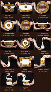 Набор из 60 предметов: роскошные фарфоровые тарелки с золотым ободком, костяной фарфор, для 10 персон, оптовая продажа, европейская посуда - Product Image 2