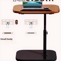 Table d'appoint convertible moderne en aluminium finition noyer, réglable en hauteur, pour canapé, support pour ordinateur portable, table de lecture et de travail au chevet