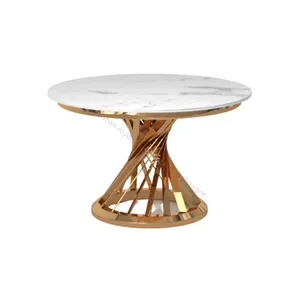 Alta calidad oro redondo encanto Mesa Ness nuevo mármol superior mesa de comedor