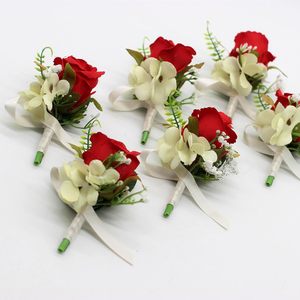 Boutonnière de mariage pour le marié et les garçons d'honneur, fleur artificielle pour la mariée et la demoiselle d'honneur, fleur de poignet - Product Image 4