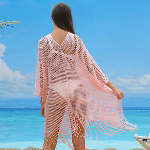 Taille Unique - Cache-maillot de bain ajouré style châle à franges pour la plage et les vacances - Product Image 3