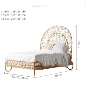Meubles d'art en rotin naturel <span class=keywords><strong>lit</strong></span> en rotin simple moderne créatif chambre à coucher accueil hôtel cave rotin art <span class=keywords><strong>lit</strong></span> double - Product Image 6