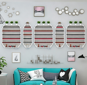 <b>Wall</b> Mounted Nail Polish Display Rack Metal Salon Storage <b>Shelf</b> Gold Color Multi Tier Organizer - Product Image 3