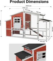 Poulailler en bois de style extérieur avec enclos en grillage extensible, bac de nettoyage intégré, résistant aux intempéries, pour poules et volailles, usage en ferme et jardin