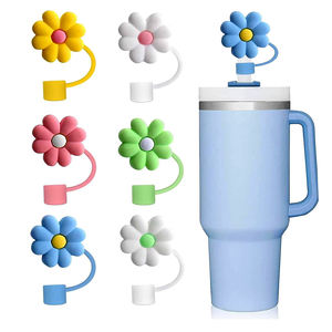 Aceptar personalizar 8mm 10mm rojo rosa suave silicona paja Topper 10mm fruta fresa verano paja Toppers almacén de EE. UU. - Product Image 6