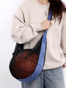 Sac de sport en maille à fermeture éclair pour <span class=keywords><strong>femme</strong></span>, portable à une épaule, pour le transport de ballons de volley-ball, de <span class=keywords><strong>basket</strong></span>-ball et de football, idéal pour les étudiants - Product Image 4