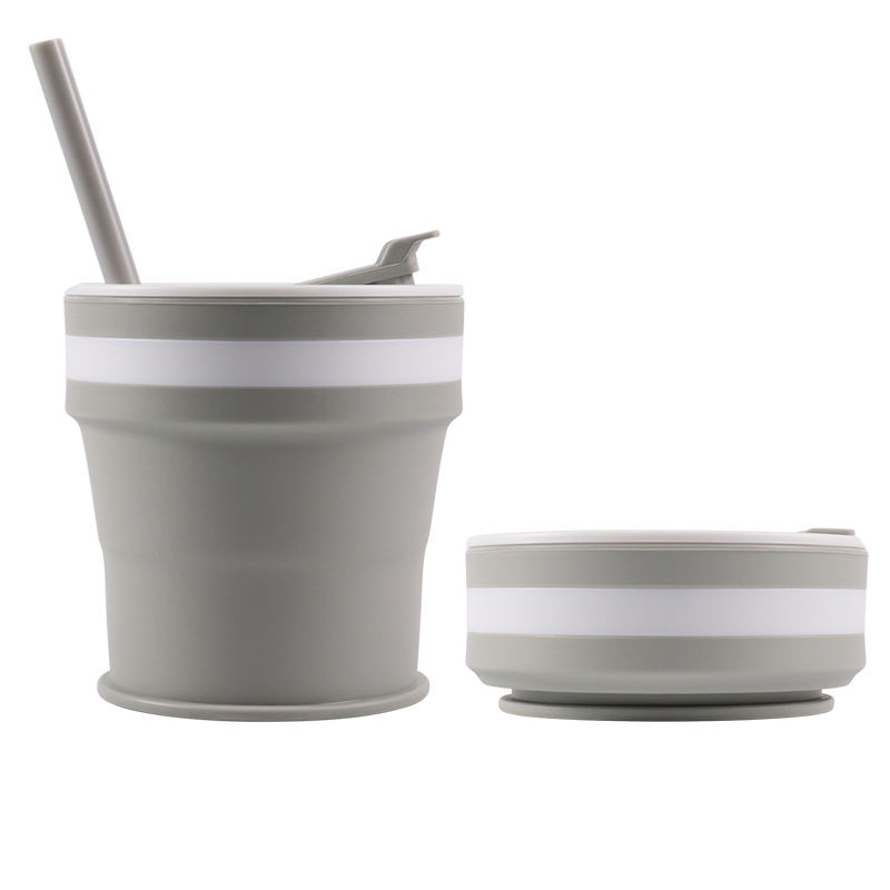 Grey with lid&straw