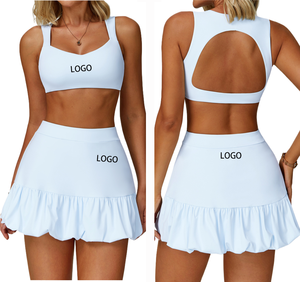 Ensembles personnalisés pour femmes Ensemble de jupes de sport respirantes à séchage rapide Combinaison de yoga et de fitness <span class=keywords><strong>nue</strong></span> pour la course à pied, le vélo et les activités de loisirs - Product Image 1