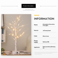 Lampe d'arbre en plastique à 24 LED, alimentation par piles/USB, commande par bouton, écologique, vintage, moderne, lampe de chevet pour chambre à coucher, lumière de nuit créative
