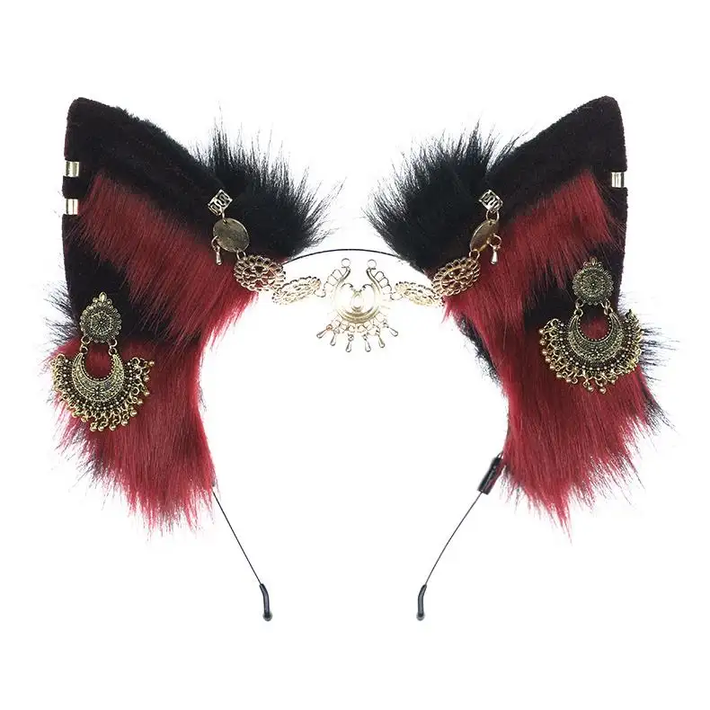 HY Metal Miao headwear Exotic hair accessories Ancient Fashion Exhibition plush artificial animal ear headband
