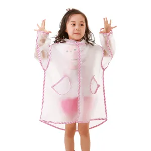 Manteau de pluie Transparent pour enfants, Poncho 100%, imperméable, EVA, réutilisable, avec capuche