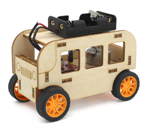 Équipement d'expérience physique garçon de bus à commande vocale modèle de bus de voiture assemblé à la main bricolage moteur en bois jouet électrique physique - Product Image 5
