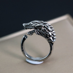 Bague pour homme en acier, style rétro, motif totem géométrique, squelette de dessin animé, réglable, Hip Hop Punk - Product Image 6