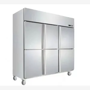 Equipamento comercial de refrigeração grande capacidade 6 portas cozinha freezers upright frigorífico