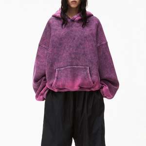 GDTEX Sweatshirts unisexes surdimensionnés en molleton de coton 100% sérigraphie personnalisée à capuche couleur unie délavé à l'acide pour l'automne et l'hiver - Product Image 2