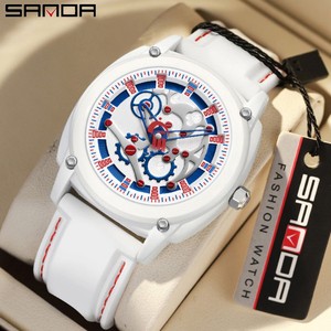 นาฬิกาควอตซ์ Sanda 3235 หน้าปัดเกียร์ดีไซน์สร้างสรรค์ สายซิลิโคนเท่ๆ กันน้ำ นาฬิกาข้อมือลำลองสำหรับนักเรียนและเล่นกีฬา - Product Image 3