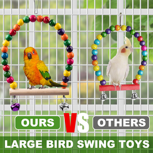 Ensemble de jouets pour oiseaux et perroquets en bois naturel : balançoire, échelle, perchoir et jouets à mâcher pour perruches, calopsittes, budgies et conures - Product Image 5