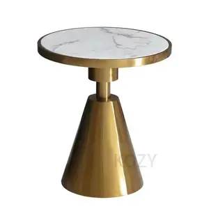 pequena mesa de café de mármore preto Suppliers-Mesa de café com led preto, cor superior pequena mármore mesa de café com base de metal firme luz móveis de luxo quarto
