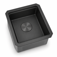 Évier de préparation de bar encastré à cuve unique en acier inoxydable 304, noir nano, fait main, 13x15 pouces, calibre 16, avec accessoires