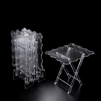 Table basse pliante moderne de luxe en acrylique avec plateau transparent et bordure dorée, meubles de salon extensibles et convertibles