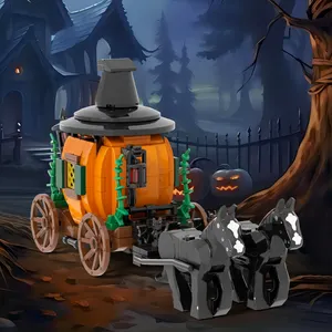 Moc1381 Pompoen Wagen Wagen 254 Stuks Bakstenen Creativiteit Serie Halloween Festival Decoratie Assembleren Bouwstenen Kinderen Speelgoed