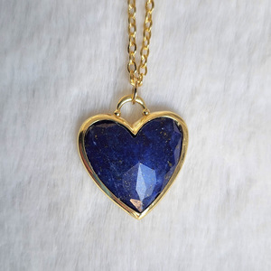 Collana in Acciaio Inox 316L Regalo di San Valentino Placcata Oro 18K con Ciondolo a <span class=keywords><strong>Cuore</strong></span> in Pietra Naturale per Donne - Product Image 3