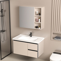 Meuble-lavabo combiné avec tiroir en aluminium nid d'abeille, vasque intégrée en céramique, meuble-lavabo de salle de bain avec lavabo