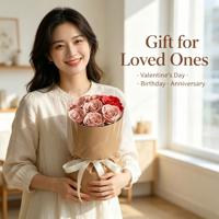 Bouquet de roses éternelles naturelles – Cadeau idéal pour la Saint-Valentin, la fête des Mères, les mariages et la décoration intérieure – Vente en gros