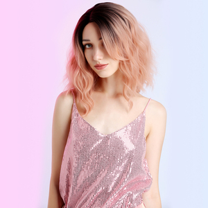 X-TRESS New Short bob Lace <strong>Wigs</strong> Ombre pink Colored Natural Wave Synthetic Hair Lace Front <strong>Wig</strong> Short Bob <strong>Wigs</strong> for Black Women - Product Image 2