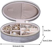 Boîte à bijoux de luxe ovale en velours, étui de rangement portable pour boucles d'oreilles, bagues et colliers, avec fermeture éclair dorée, mini, pour femme