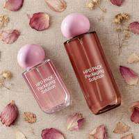 Flacon de parfum vide rechargeable en PET de 100 ml et 150 ml avec bouchon boule rose et pulvérisateur à brume fine, personnalisable avec logo, pour emballage de soins de la peau