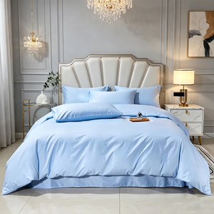 Parure de <span class=keywords><strong>lit</strong></span> hôtelière en tissu uni de qualité supérieure, ensemble quatre pièces en pur coton, housse de couette, literie pour hôtel et maison d'hôtes - Product Image 1