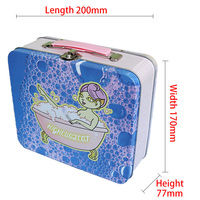 Boîte en fer blanc rectangulaire recyclable, type valise, pour emballage cadeau de Noël, chaussettes avec fermoir à verrou, boîte à lunch avec poignée pour enfant