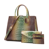 Sac à main rétro pour femme, sac à bandoulière pour mère et enfant, motif crocodile coloré, fermeture éclair, sac à bandoulière en PU pour femme