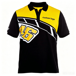 เสื้อโปโลแข่งรถคุณภาพสูงแบบขายส่ง พิมพ์โลโก้สปอนเซอร์แบบซับลิเมชั่นเต็มตัว ระบายอากาศได้ดี สำหรับทีมแข่งรถและสวมใส่ลำลอง - Product Image 1