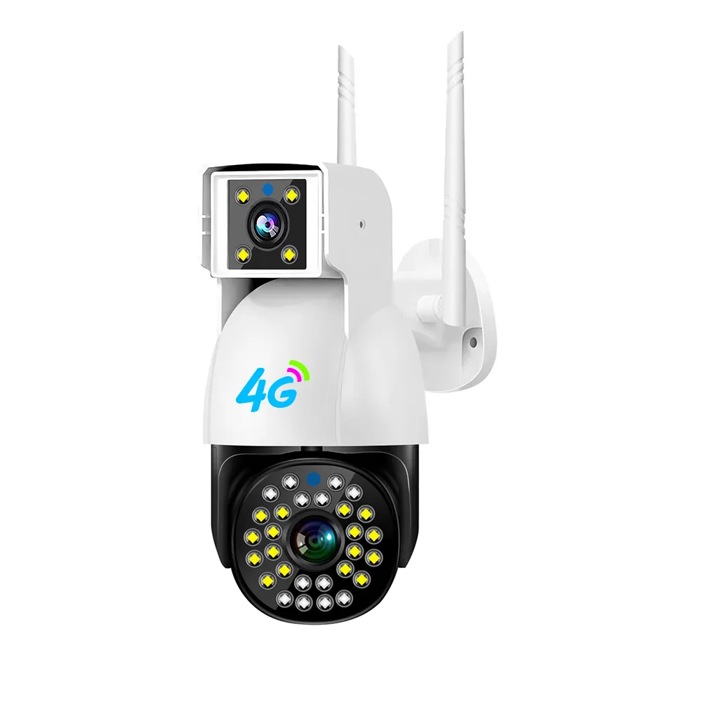 Sistema de Vigilancia al aire libre, cámara de seguridad tipo bala PTZ de 4MP, 4G, red IP, lente Dual, 2023
