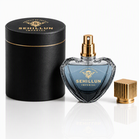 Flacon de parfum en verre borosilicate en forme de cœur Tatricia avec pompe pulvérisatrice dorée, diffuseur à bâtonnets, design de luxe à facettes pour parfum