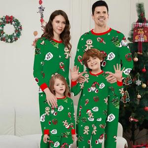 Conjunto de pijamas de Navidad verdes <span class=keywords><strong>y</strong></span> rojos al por mayor para la familia Conjunto de pijama de Navidad para niños de nuevo estilo - Product Image 1